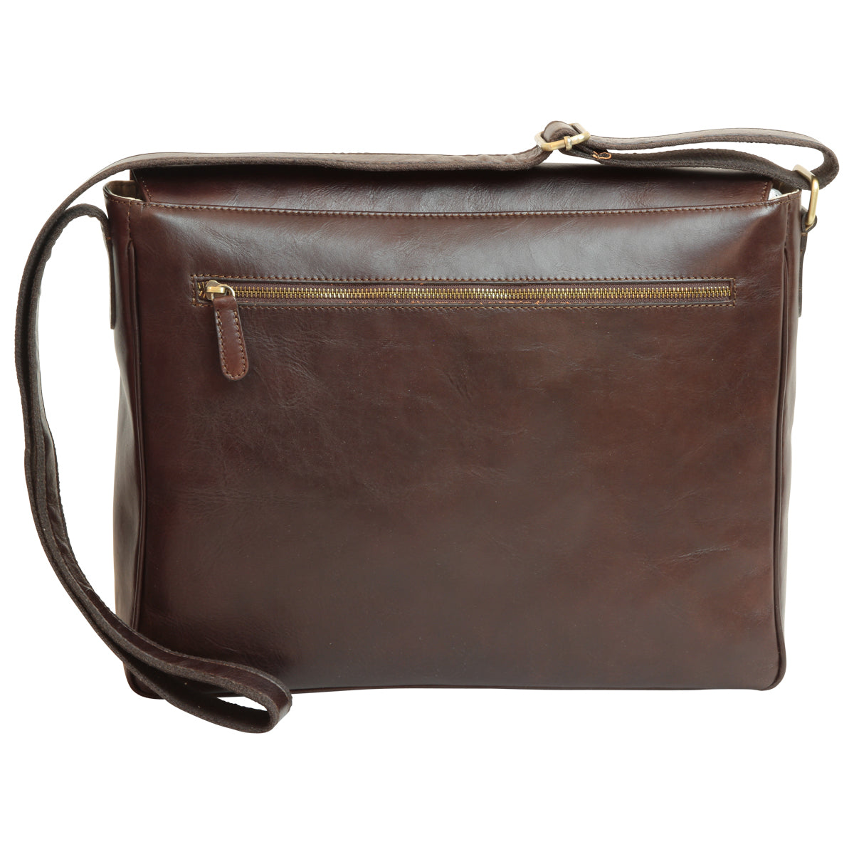 Cowhide Leather Messenger - Dark brown