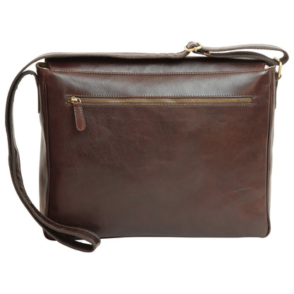 Cowhide Leather Messenger - Dark brown