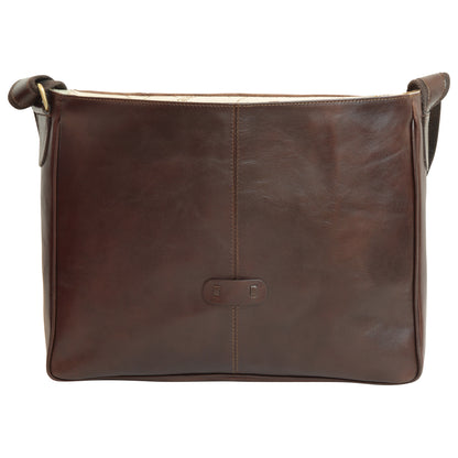 Cowhide Leather Messenger - Dark brown