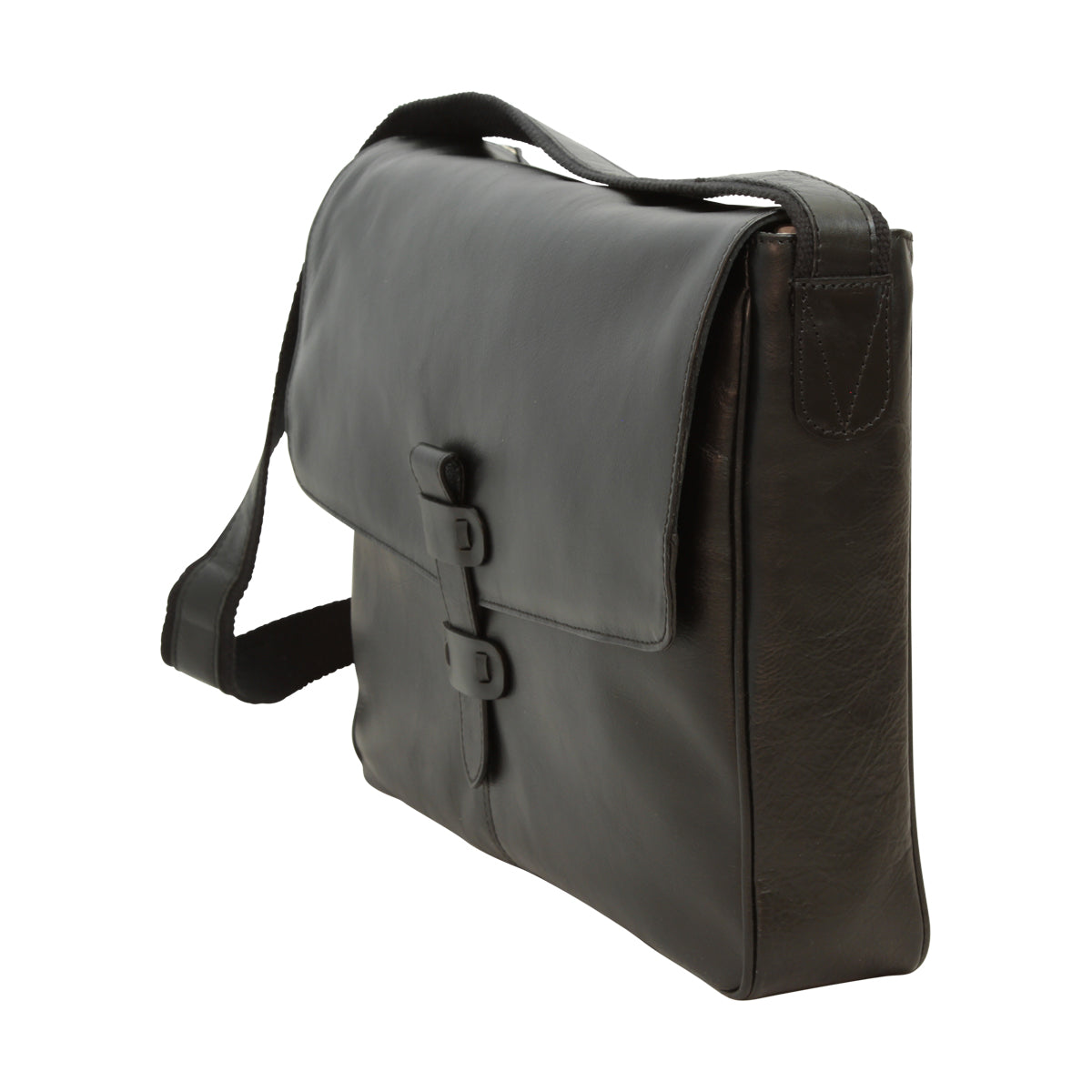 Cowhide Leather Messenger - Black