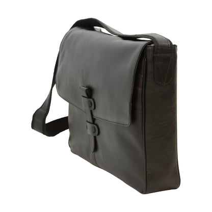 Cowhide Leather Messenger - Black