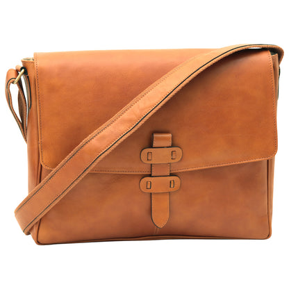 Cowhide Leather Messenger - Brown Colonial