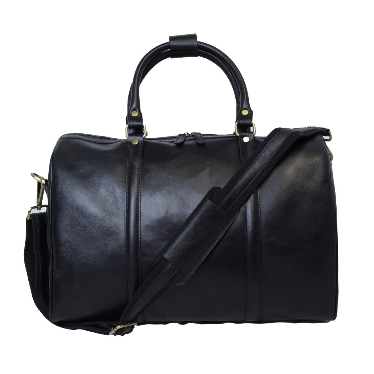 Full grain leather duffle bag - black