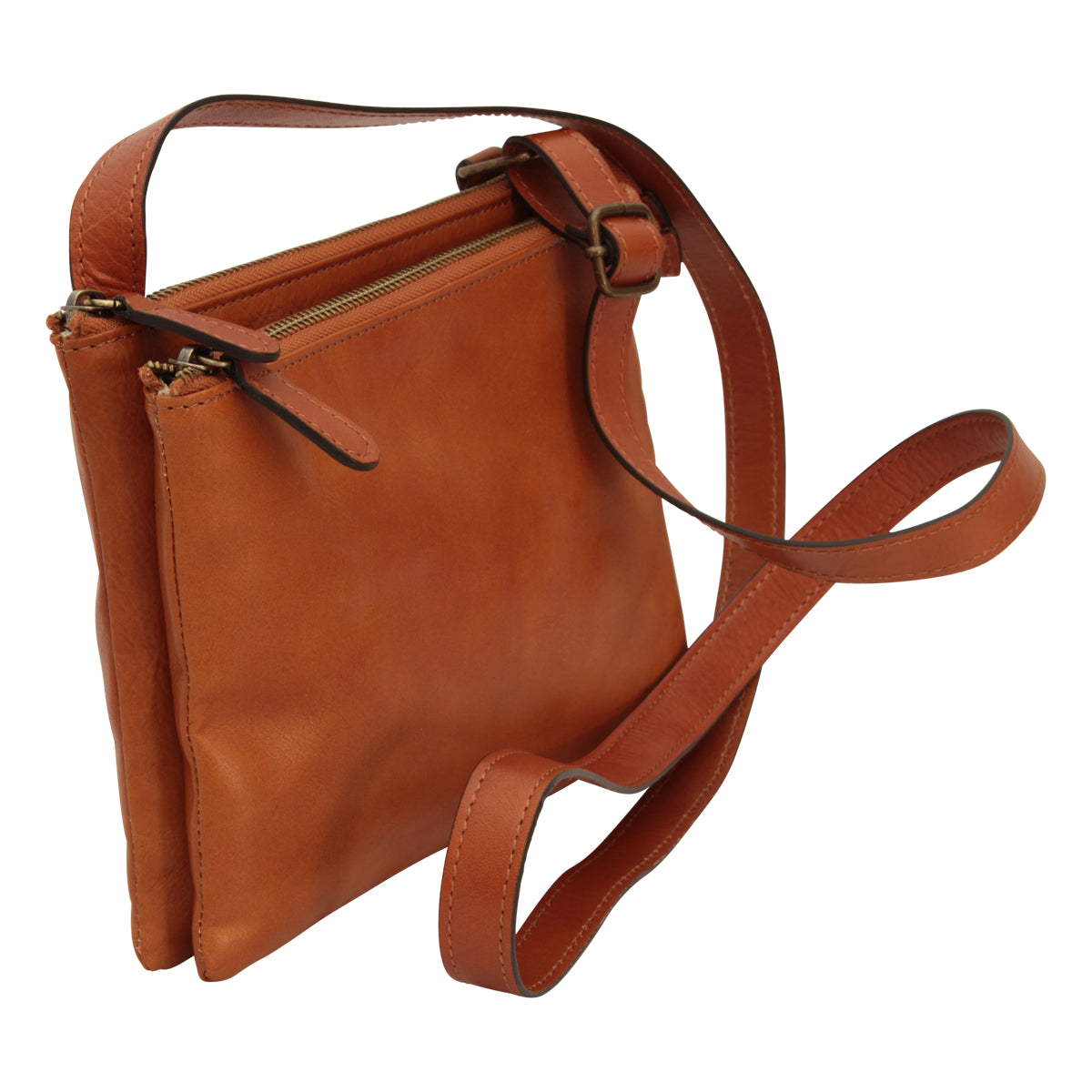 Full grain calfskin shoulder bag - brown colonial