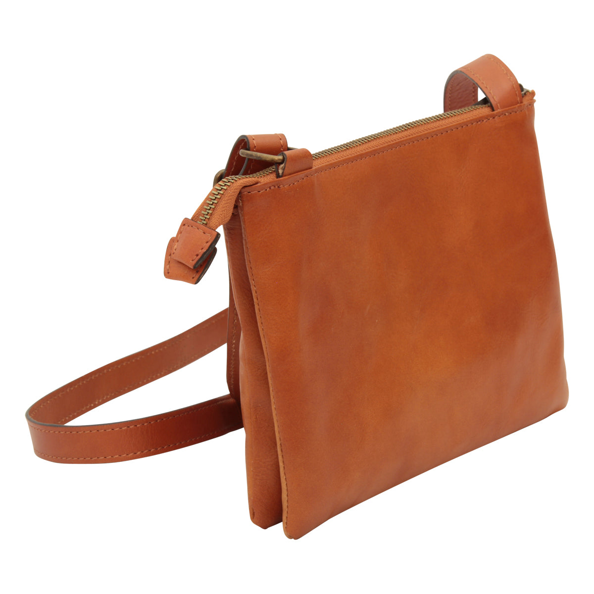 Full grain calfskin shoulder bag - brown colonial