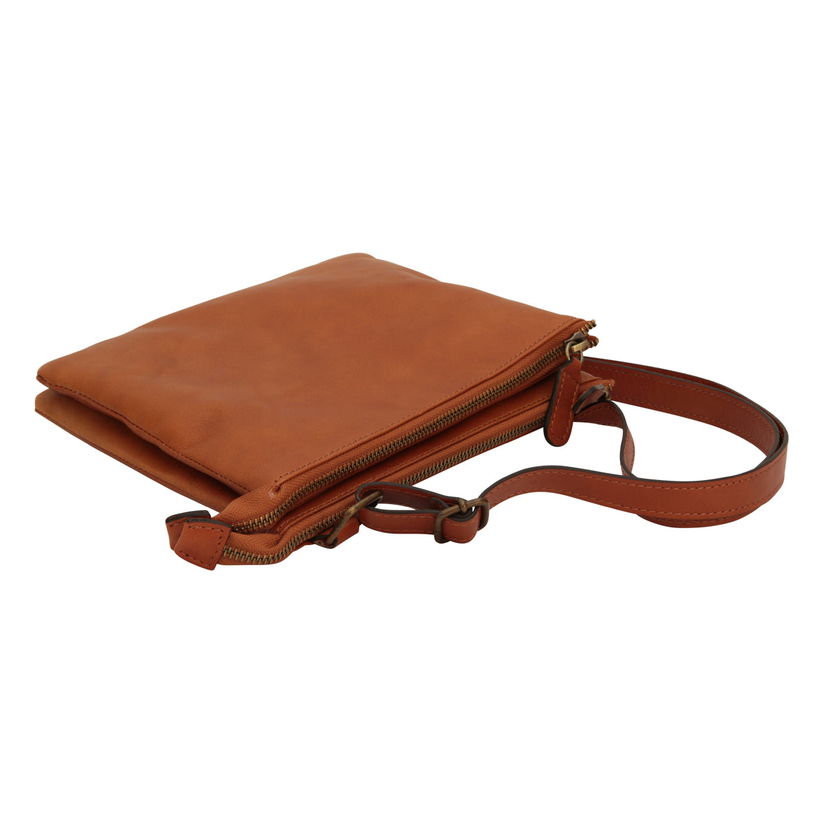 Full grain calfskin shoulder bag - brown colonial