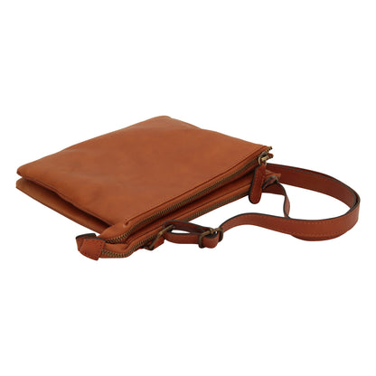 Full grain calfskin shoulder bag - brown colonial