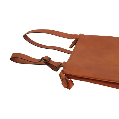 Full grain calfskin shoulder bag - brown colonial