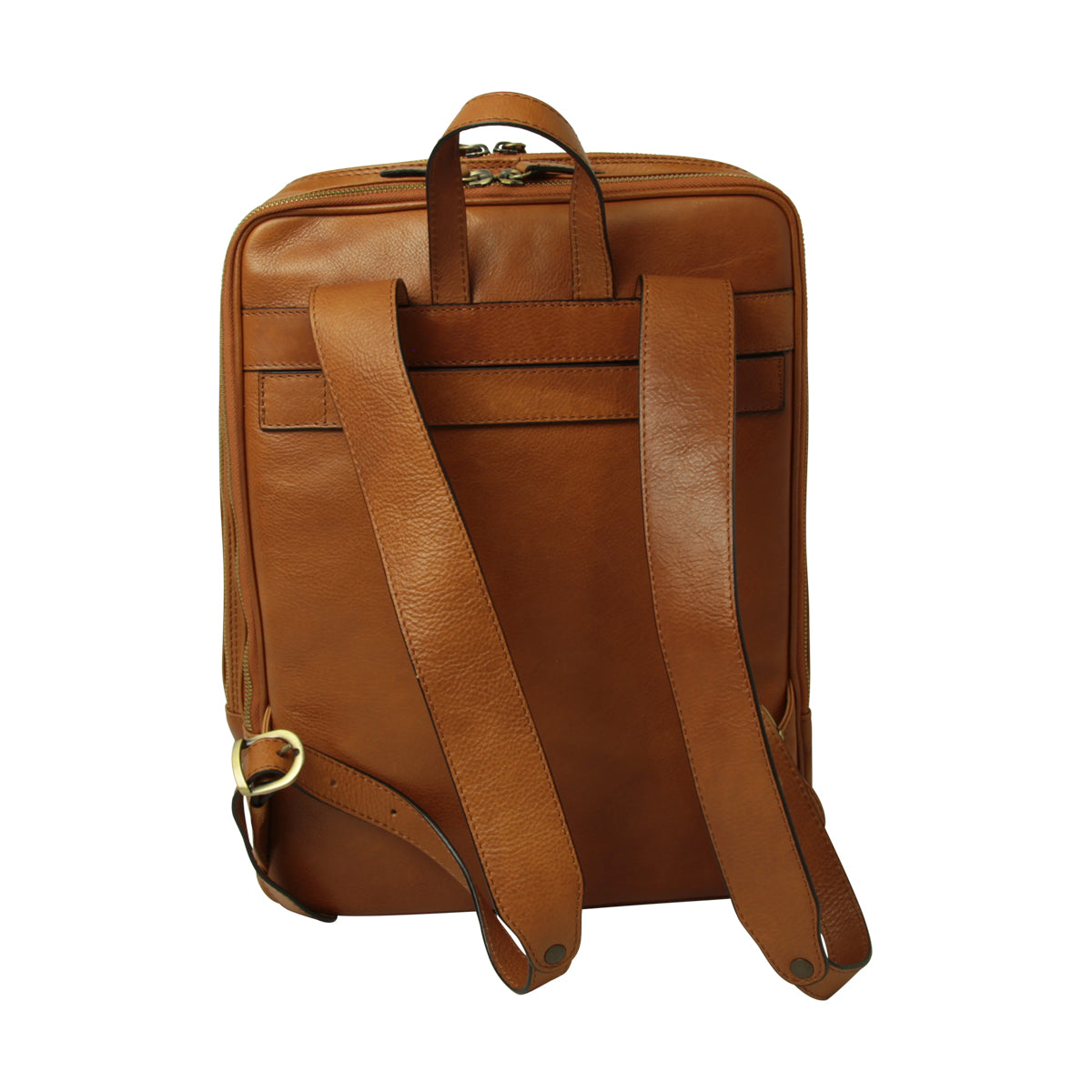 Leather backpack with trolley strap- Brown Colonial