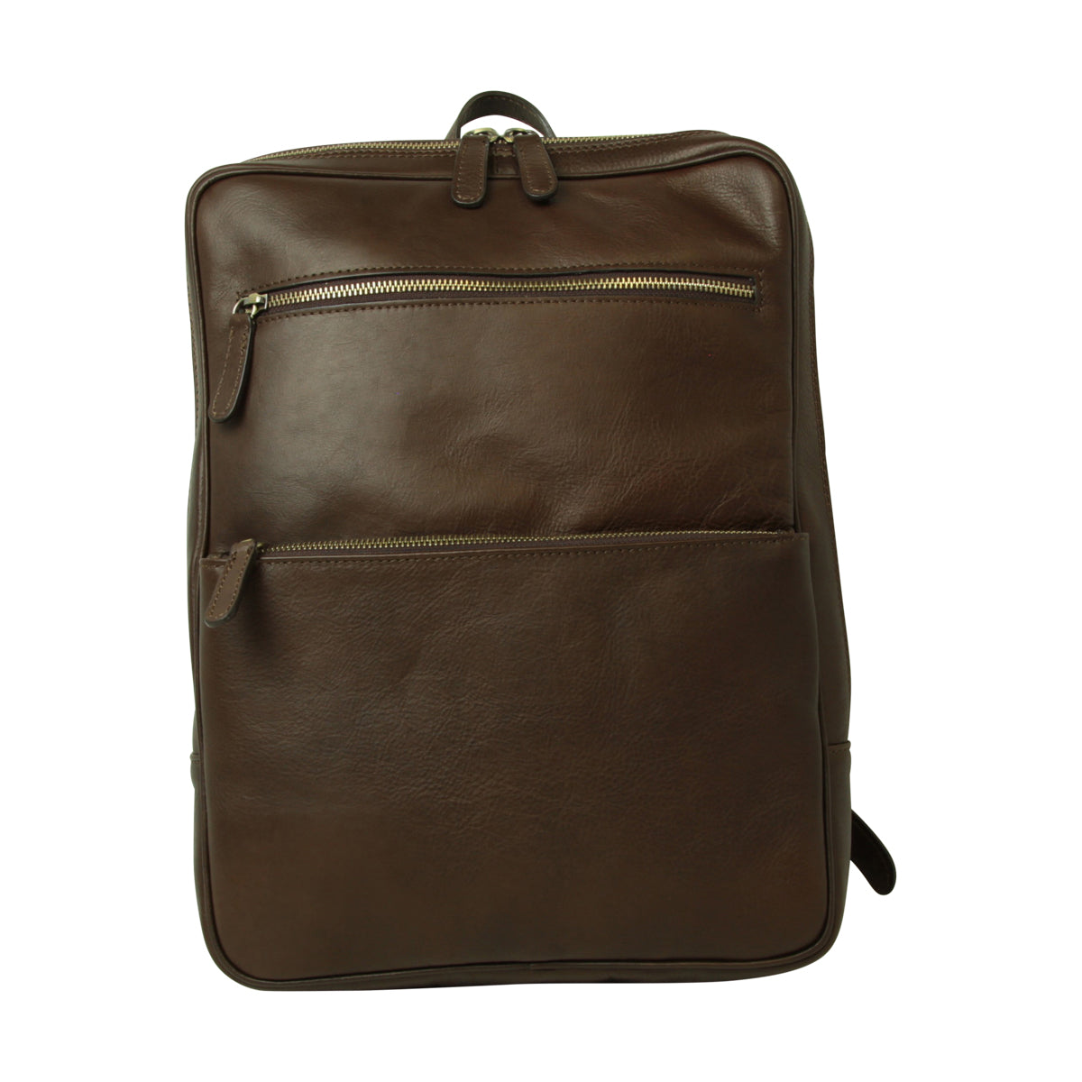 Leather backpack with trolley strap- Dark Brown