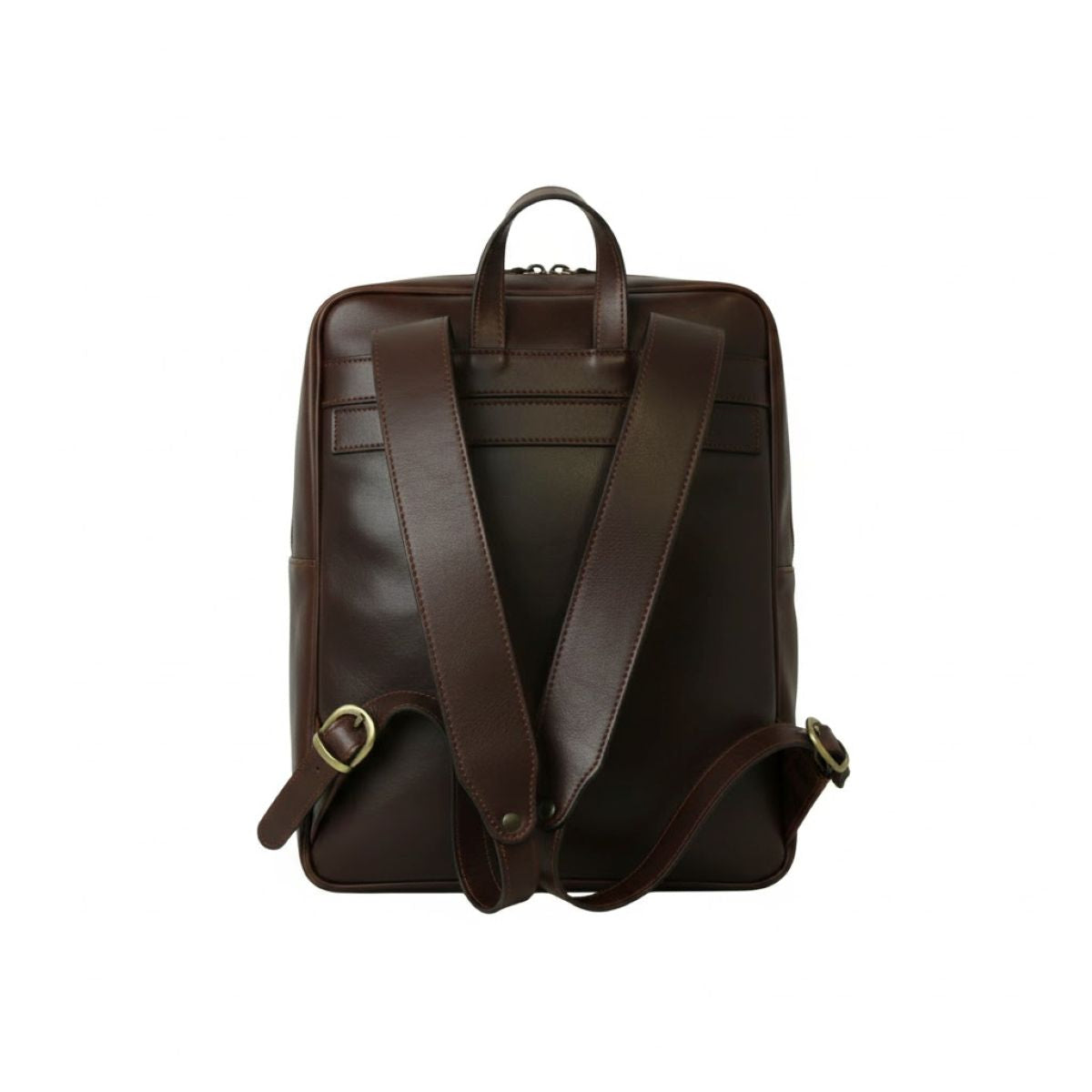 Leather backpack with trolley strap- Dark Brown
