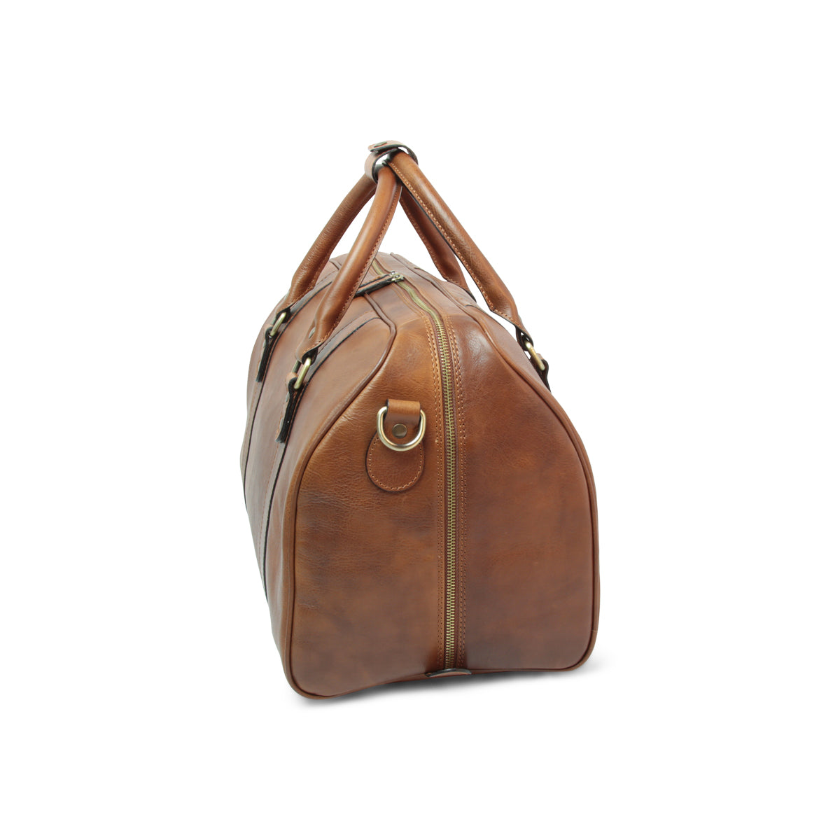 Full grain leather travel bag - chestnut