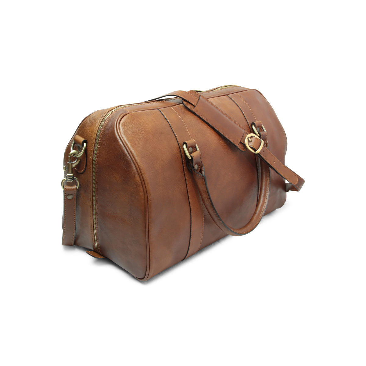 Full grain leather travel bag - chestnut