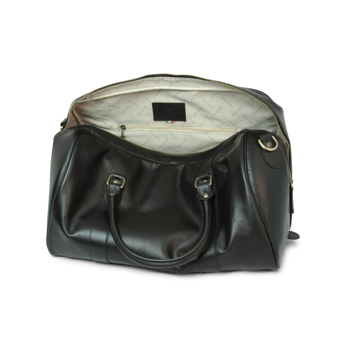 Full grain leather travel bag - black