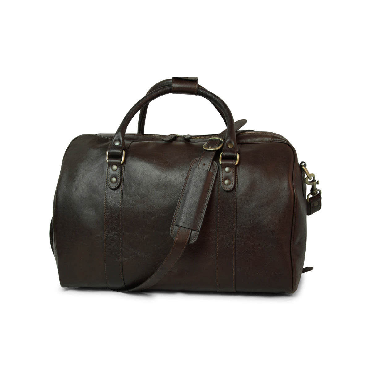 Full grain leather travel bag - dark brown
