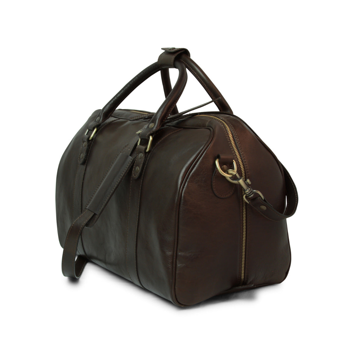 Full grain leather travel bag - dark brown