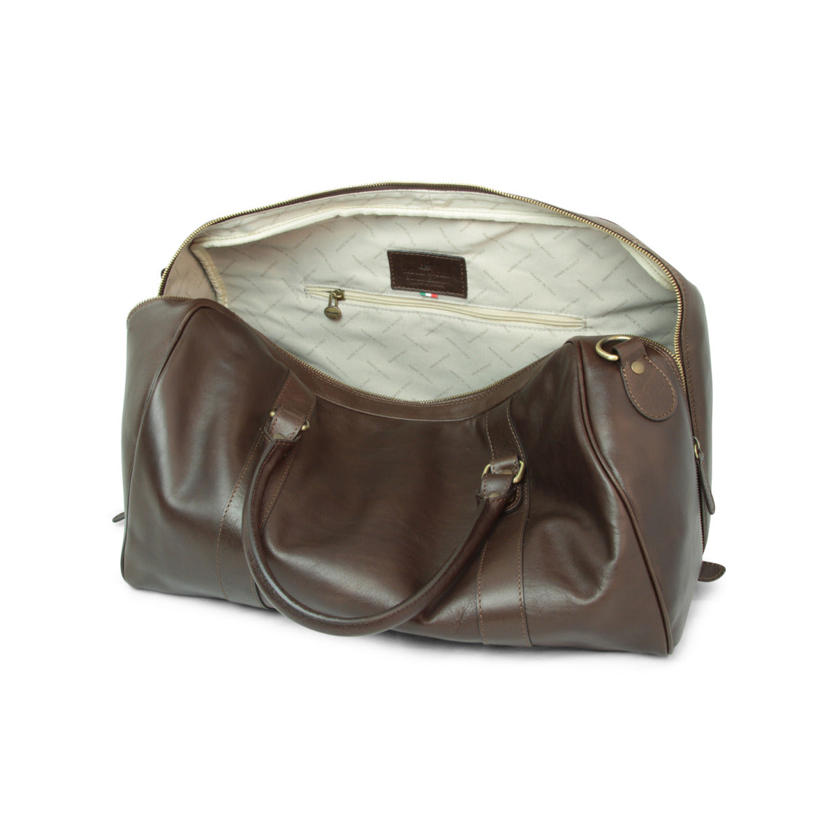 Full grain leather travel bag - dark brown