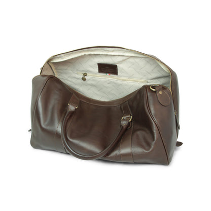 Full grain leather travel bag - dark brown