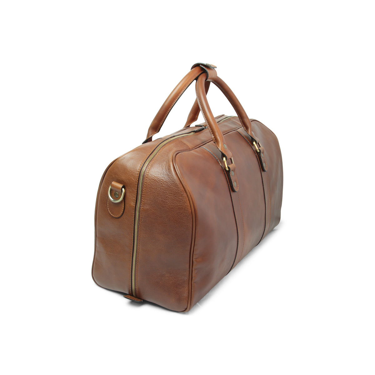 Full grain leather large travel bag - chestnut