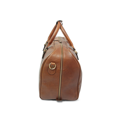 Full grain leather large travel bag - chestnut