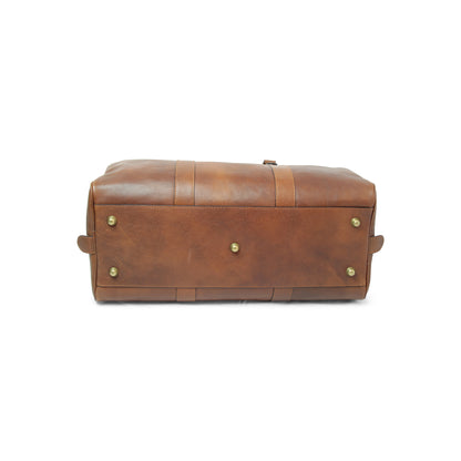 Full grain leather large travel bag - chestnut