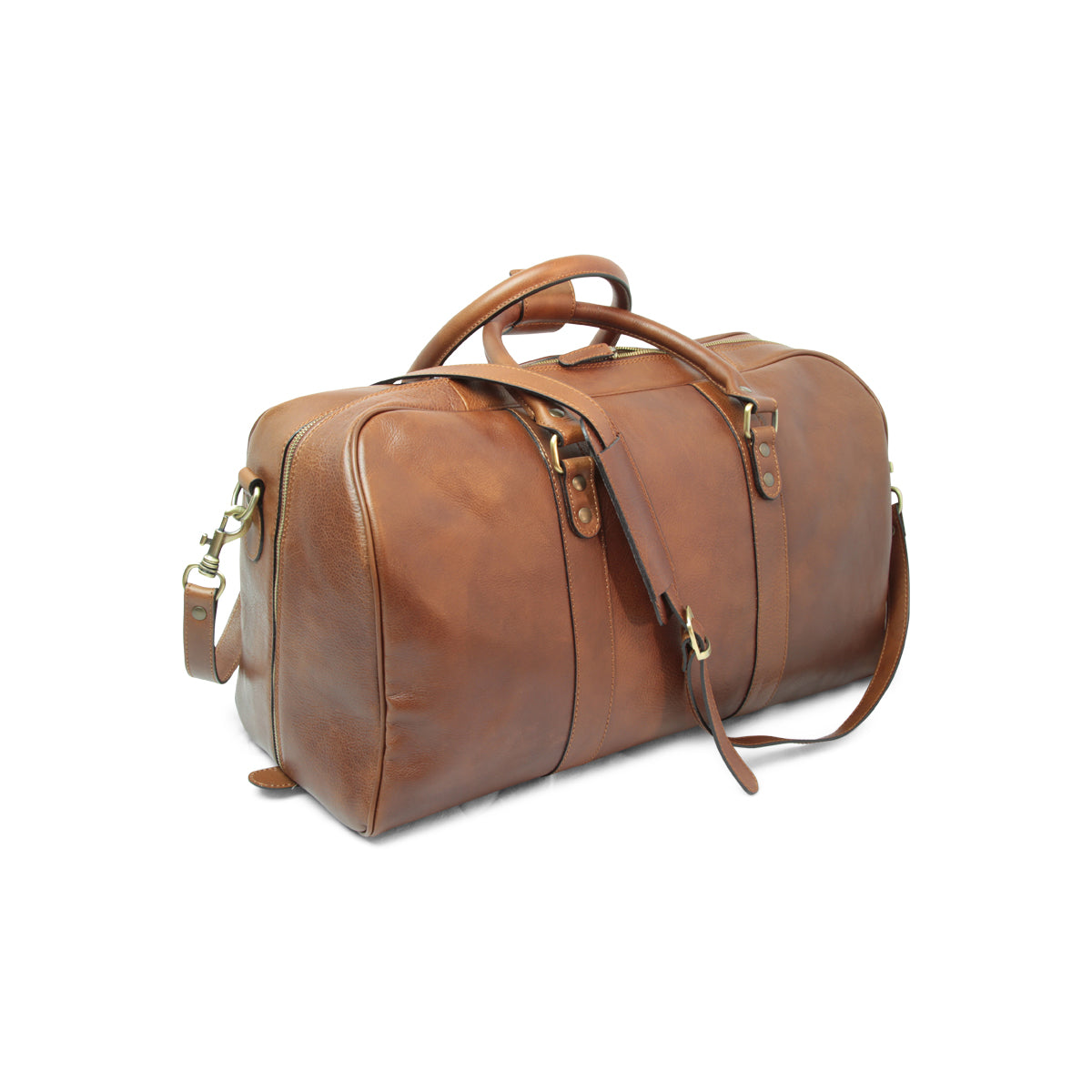 Full grain leather large travel bag - chestnut
