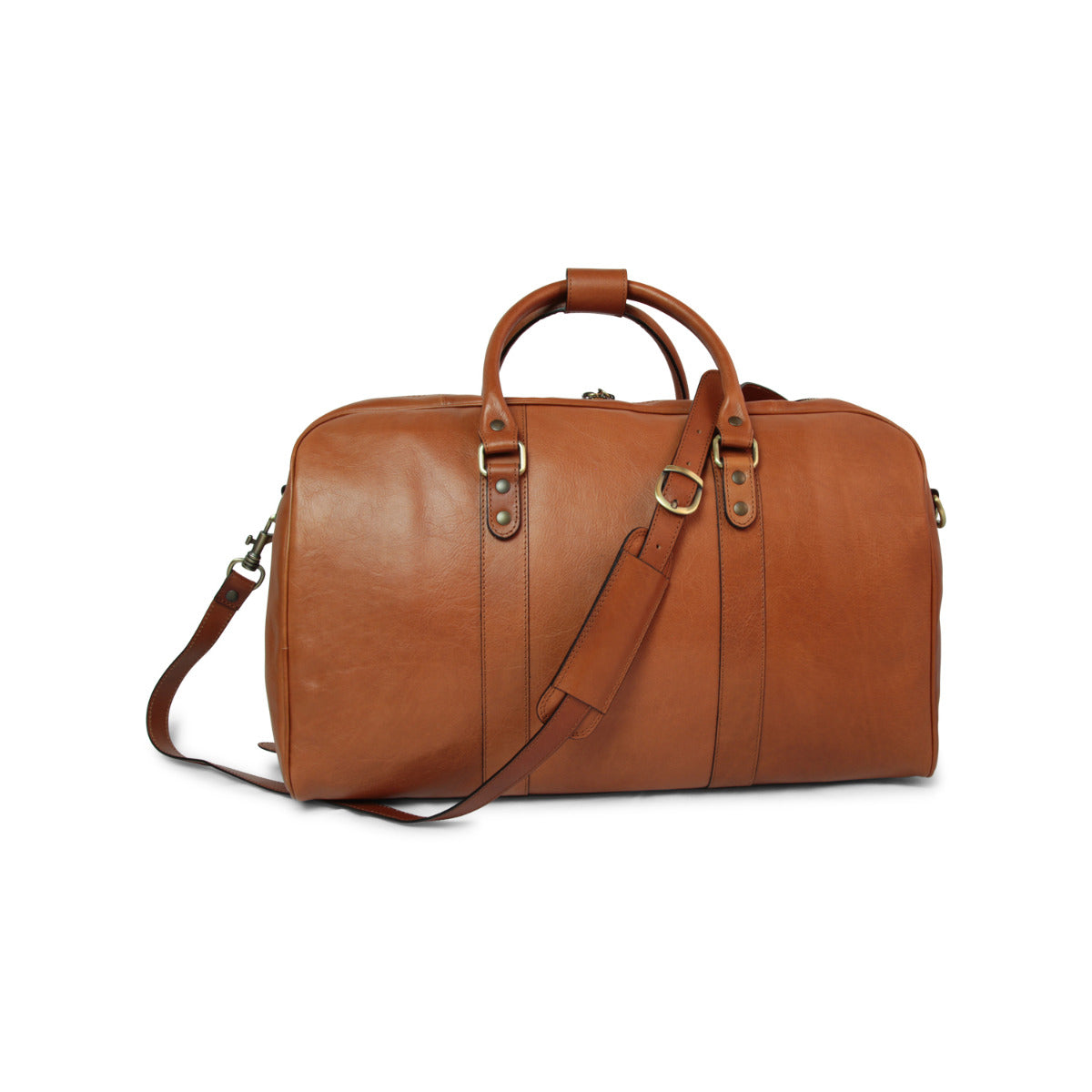 Full grain leather large travel bag - gold