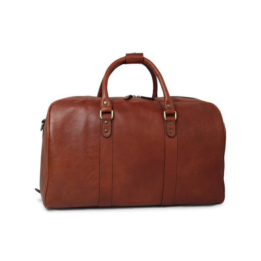 Full grain leather large travel bag - Mahogany Brown