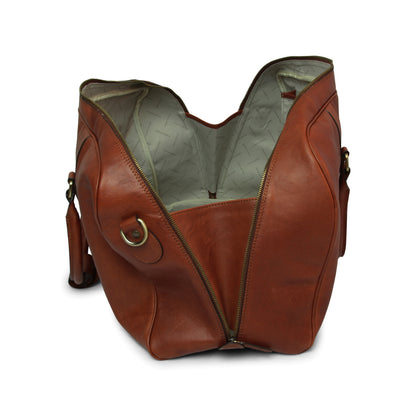Full grain leather large travel bag - Mahogany Brown