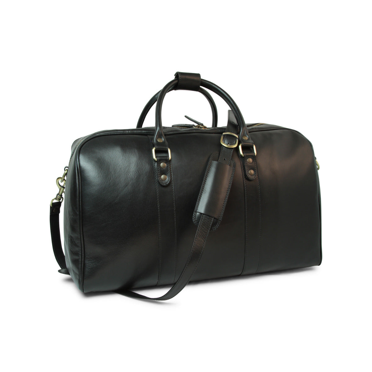 Full grain leather large travel bag - black
