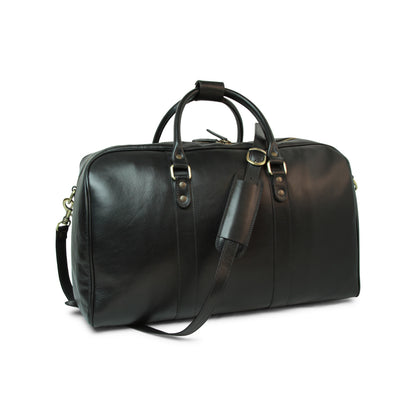 Full grain leather large travel bag - black