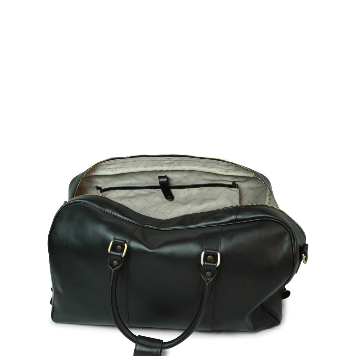 Full grain leather large travel bag - black