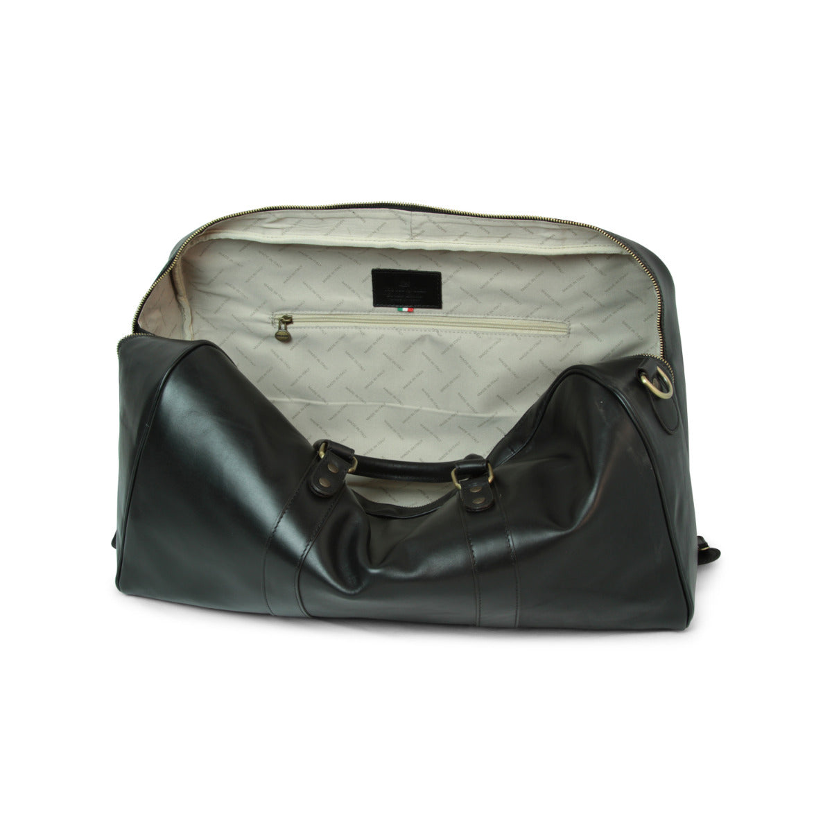 Full grain leather large travel bag - black