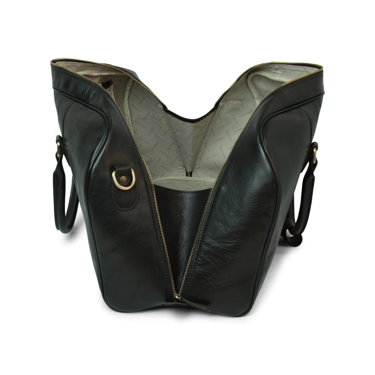 Full grain leather large travel bag - black