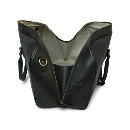Full grain leather large travel bag - black