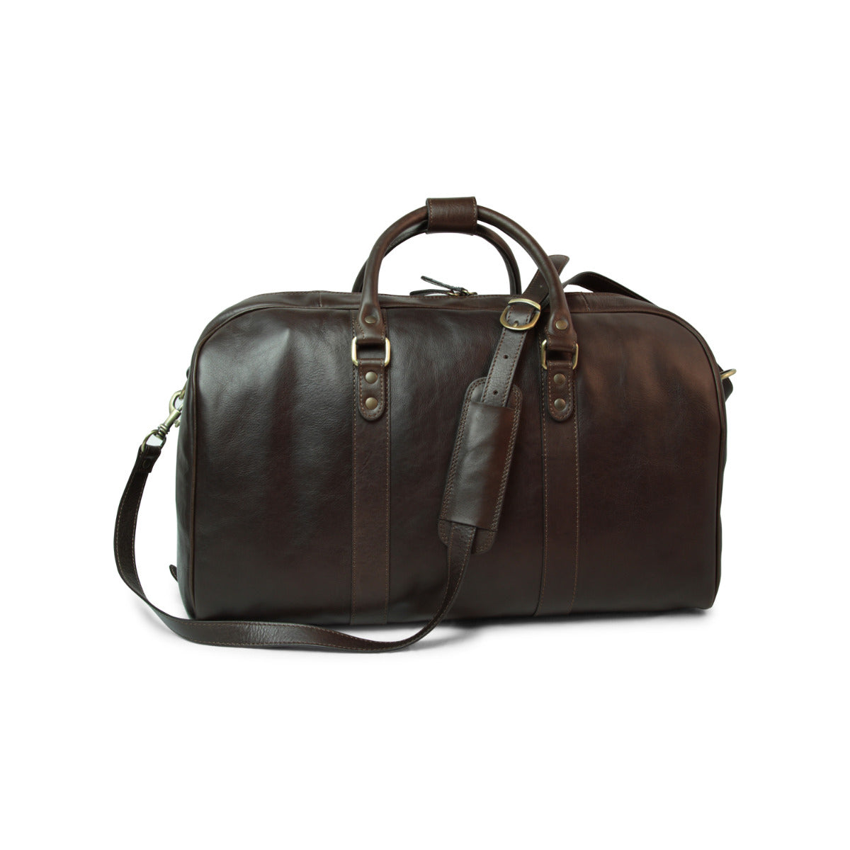 Full grain leather large travel bag - dark brown