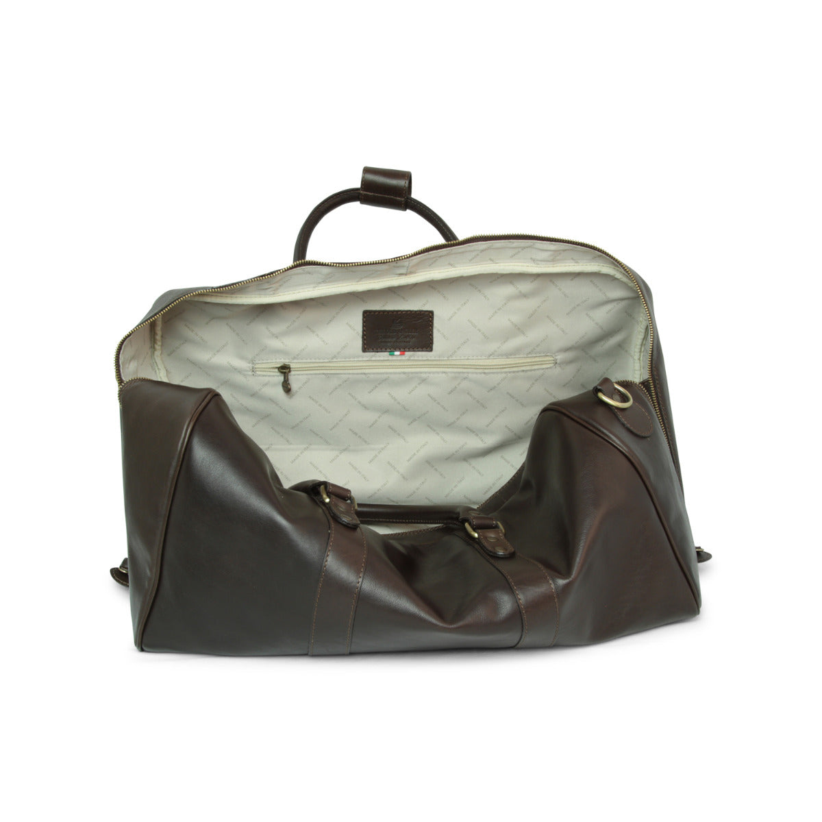 Full grain leather large travel bag - dark brown