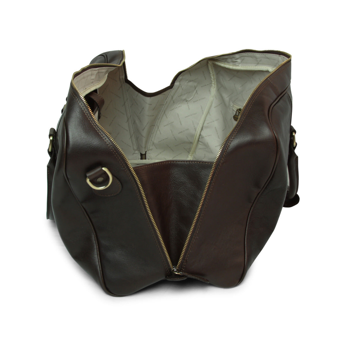 Full grain leather large travel bag - dark brown