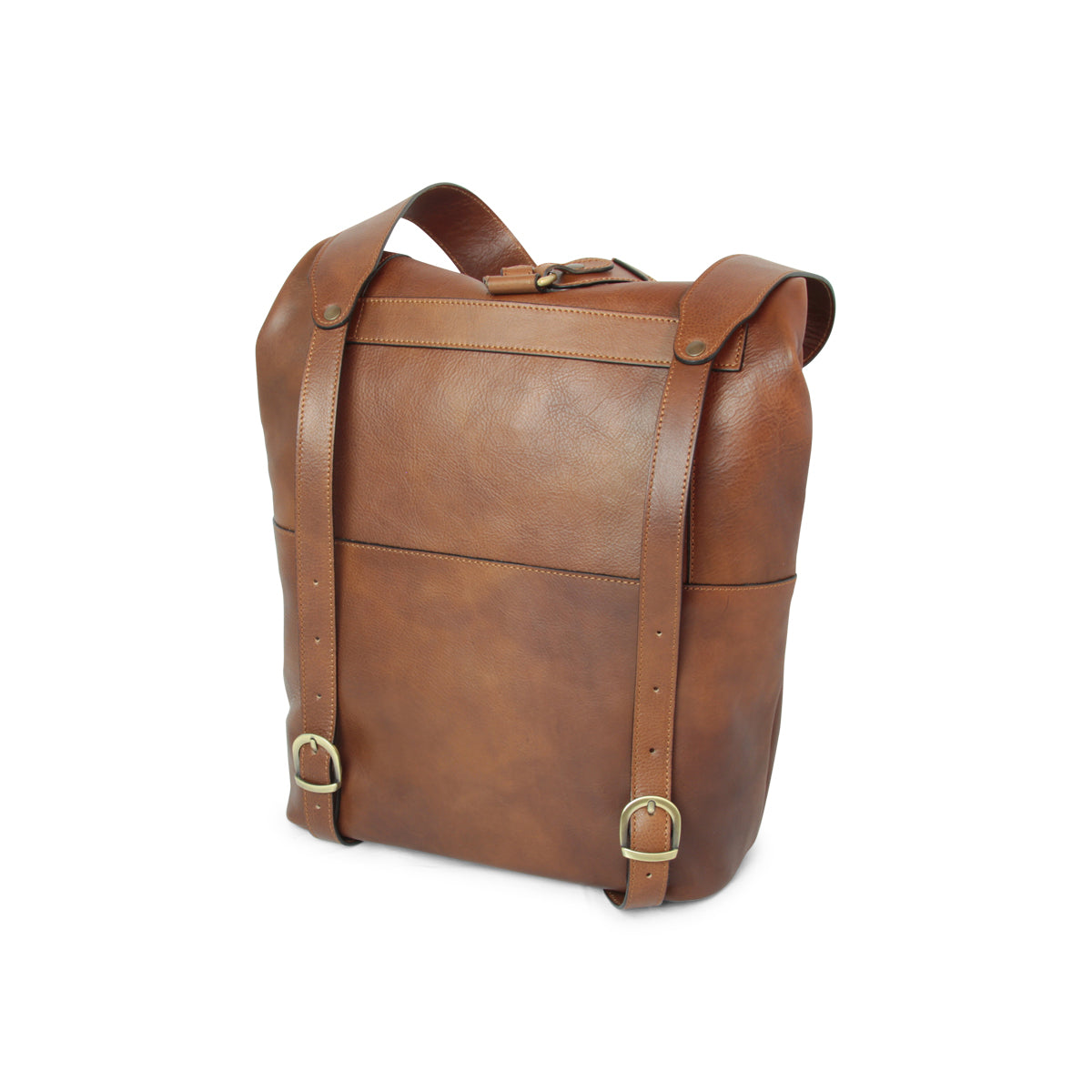 Full grain leather back pack - chestnut