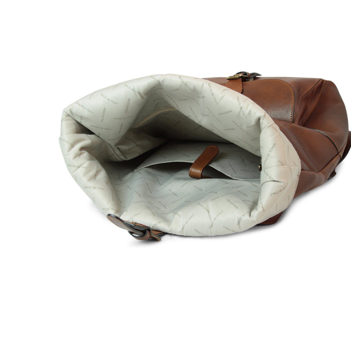 Full grain leather back pack - chestnut
