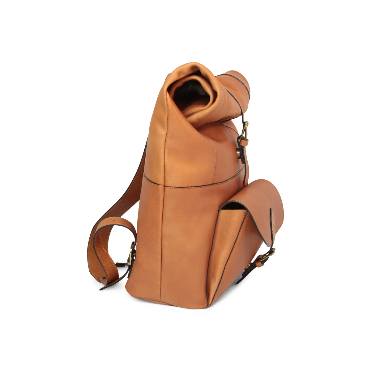Full grain leather backpack - colonial