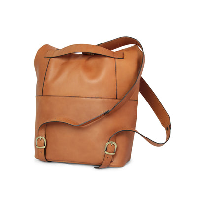 Full grain leather backpack - colonial