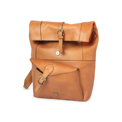 Full grain leather backpack - colonial