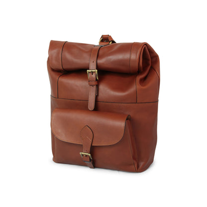 Full grain Leather backpack - Mahogany Brown