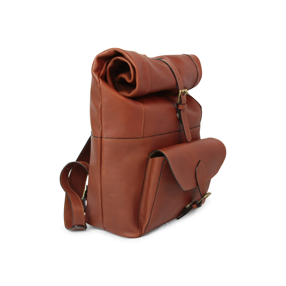 Full grain Leather backpack - Mahogany Brown
