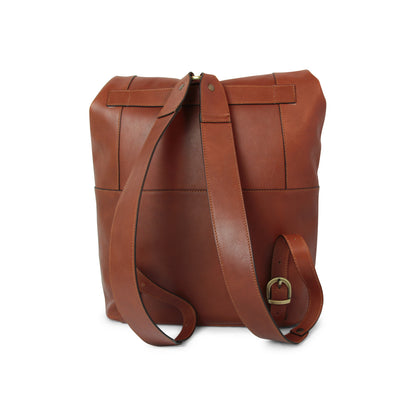 Full grain Leather backpack - Mahogany Brown