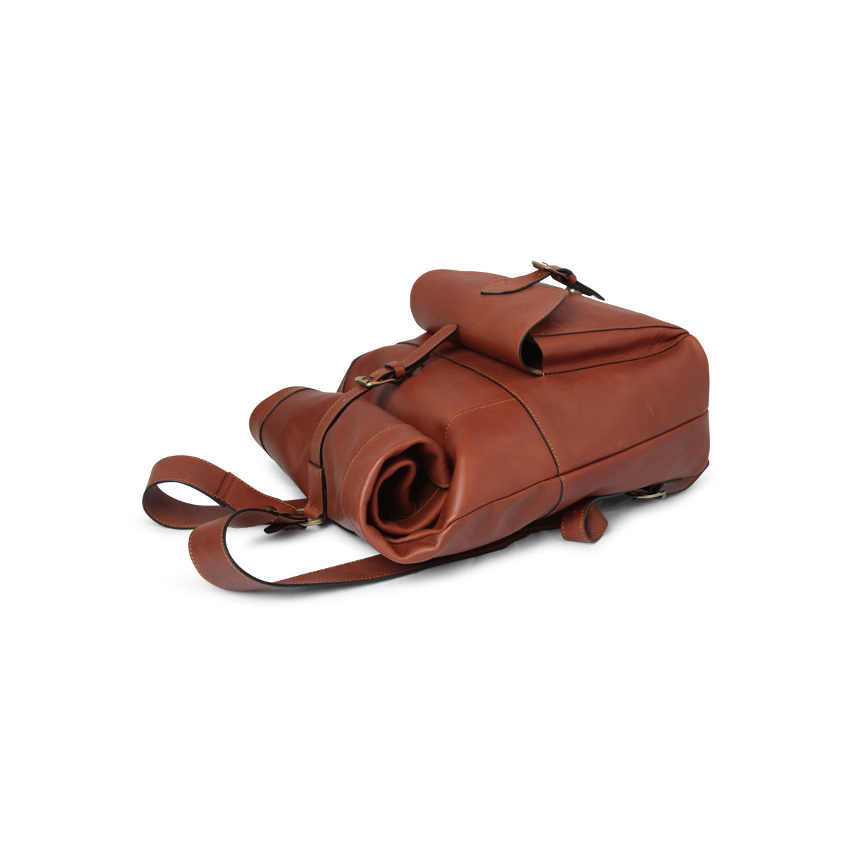 Full grain Leather backpack - Mahogany Brown
