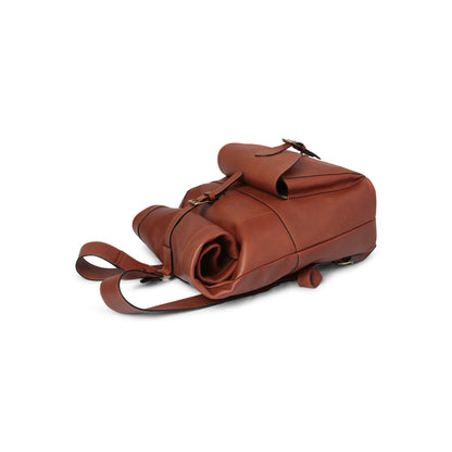 Full grain Leather backpack - Mahogany Brown