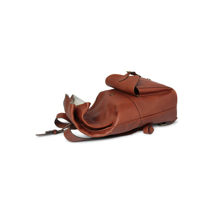 Full grain Leather backpack - Mahogany Brown