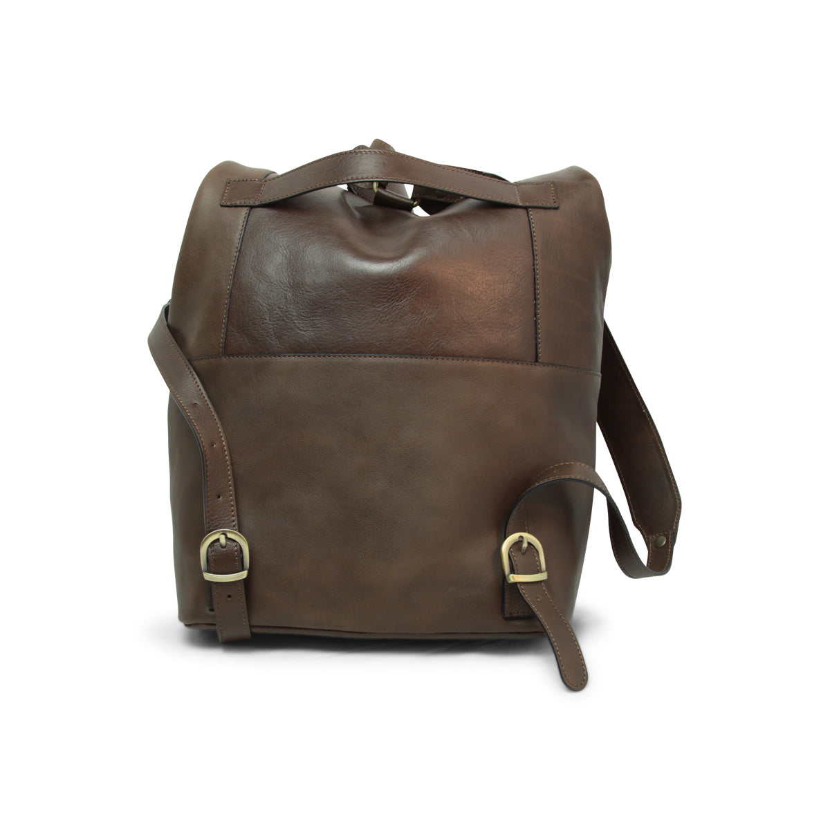 Full grain leather back pack - dark brown